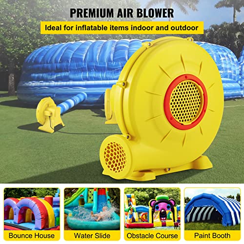 VEVOR Air Blower, 450W 0.6HP Inflatable Blower, Portable and Powerful Bounce House Blower, 1750Pa Commercial Air Blower Pump Fan, Used for Inflatable Bouncy Castle and Jump Slides, Yellow