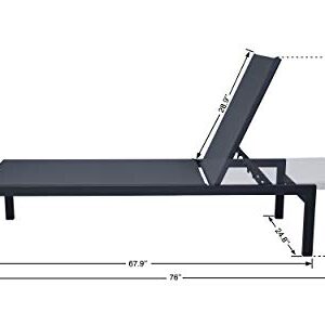 Kozyard Modern Full Flat Alumium Patio Reclinging Adustable Chaise Lounge with Sunbathing Textilence for All Weather, 5 Adjustable Position, Very Light, Anti-Rusty (Gray)