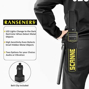 RANSENERS Metal Detector Wand,Security Wand,Portable Adjustable Sound & Vibration Alerts, Detects Weapons Knivers Screw (High Sensitivity, Black)