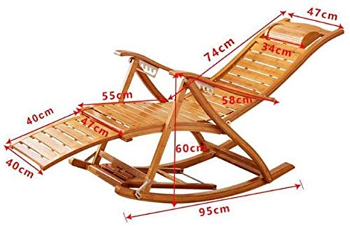 XZGDEN Lightweight Camping Chairs Garden Loungers Folding Chair Solid Wood Rocking Chair with Foot Massage and Cotton Pad, 5-Speed Adjustment, Indoor and Outdoor Use (Color : Wood Color)