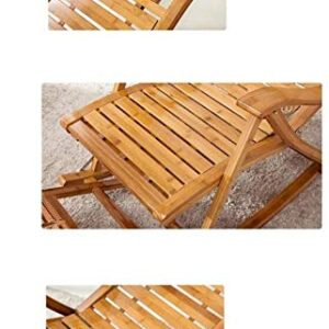 XZGDEN Lightweight Camping Chairs Garden Loungers Folding Chair Solid Wood Rocking Chair with Foot Massage and Cotton Pad, 5-Speed Adjustment, Indoor and Outdoor Use (Color : Wood Color)