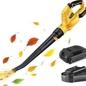 OMOTE Cordless Leaf Blower, 20V 2.0Ah Battery and Charger Included, Low Noise, Lightweight Leaf Blower Battery-Operated with One Button Control, Air Blowers for Lawn Care, Leaves and Snow Blowing