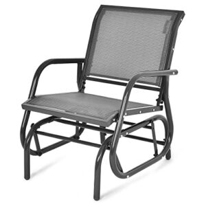 tangkula swing glider chair, ergonomic rocking chair with comfortable fabric, iron frame, 4 non-slip foot pads, outdoor patio glider rocker chair for living room, garden, backyard