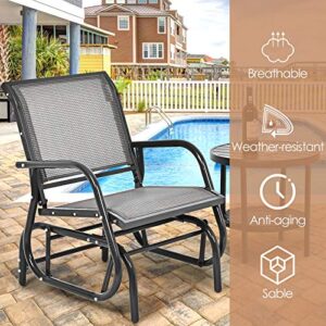 Tangkula Swing Glider Chair, Ergonomic Rocking Chair with Comfortable Fabric, Iron Frame, 4 Non-Slip Foot Pads, Outdoor Patio Glider Rocker Chair for Living Room, Garden, Backyard