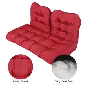 Stonehomy 3 Piece Wicker Patio Cushion Set, Outdoor Indoor Tufted Settee Cushion Set for Loveseat and Chairs/Coach/Bench/Patio Furniture/Crystal Velvet, Wine-Red