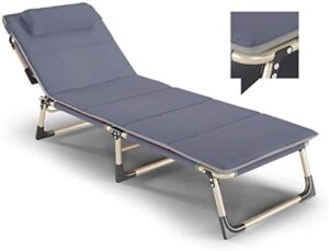 xzgden lightweight foldable deck chair portable metal sun loungers leisure lunch break office outdoor march sunbed-blue (color : grey)