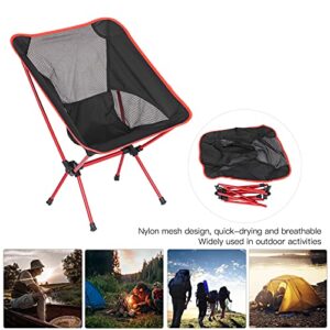 DAUERHAFT Outdoor Camping Chair, Wide Uses Aluminum Alloy Portable Chair Simple Operation Nylon Mesh with A Stable Four Arm Design for Barbecue(Bright Red)