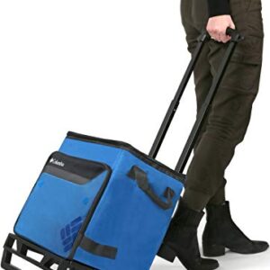 Columbia Crater Peak Wheeled Cooler - 50 Can Rolling Cooler - Blue Collapsible Cooler with Super Foam Insulation and Foldable All-Terrain Cart with Wheels