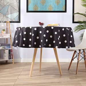 Eternal Beauty 60" Table Cloth Round Water Resistant Polyester Picnic Tablecloth for Outdoor Dining Table (Black and White Dots)