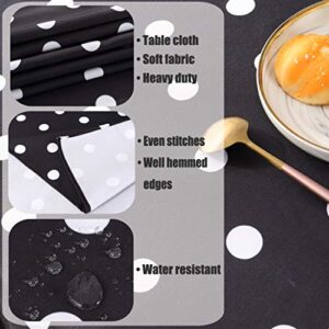 Eternal Beauty 60" Table Cloth Round Water Resistant Polyester Picnic Tablecloth for Outdoor Dining Table (Black and White Dots)