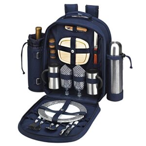 picnic at ascot original equipped 2 person picnic backpack with coffee service, cooler & insulated wine holder – designed & assembled in the usa