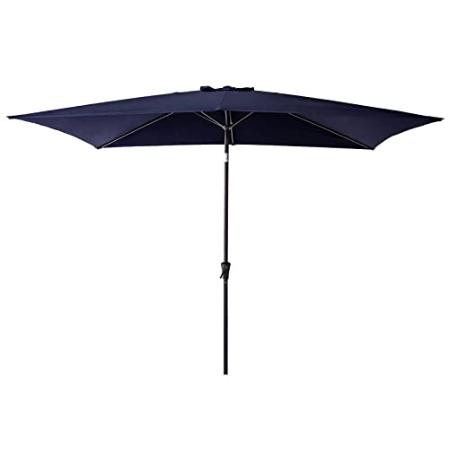 C-Hopetree Rectangular Outdoor Patio Market Table Umbrella with Tilt 6.5 x 10 ft, Navy Blue