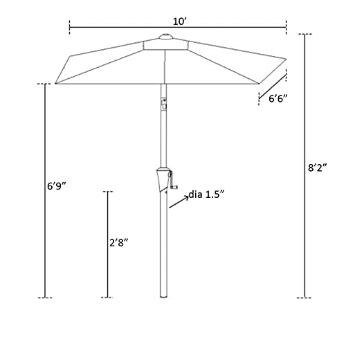 C-Hopetree Rectangular Outdoor Patio Market Table Umbrella with Tilt 6.5 x 10 ft, Navy Blue