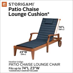 Classic Accessories Storigami Water-Resistant 74 x 23 Inch Chaise Lounge Cushion, Heather Indigo, Patio Cushion