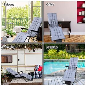 Bucherry 2 Pcs 67 x 19 Inch Chaise Lounge Cushions Soft Lounge Chair Cushion Rocking Chair Cushion Sofa Lawn Furniture Cushion Pad with 6 Tie for Outdoor Indoor Patio Home Without Headrest (Grey)