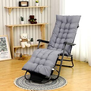 Bucherry 2 Pcs 67 x 19 Inch Chaise Lounge Cushions Soft Lounge Chair Cushion Rocking Chair Cushion Sofa Lawn Furniture Cushion Pad with 6 Tie for Outdoor Indoor Patio Home Without Headrest (Grey)