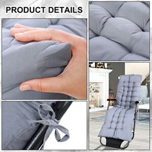 Bucherry 2 Pcs 67 x 19 Inch Chaise Lounge Cushions Soft Lounge Chair Cushion Rocking Chair Cushion Sofa Lawn Furniture Cushion Pad with 6 Tie for Outdoor Indoor Patio Home Without Headrest (Grey)