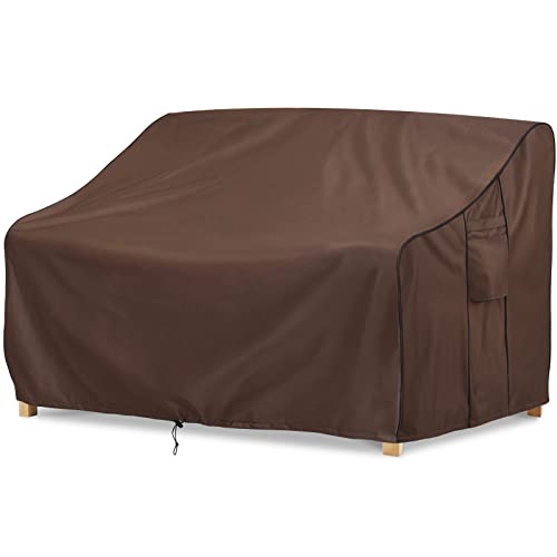 BRIVIC Patio Furniture Covers Waterproof for Sofa, Outdoor loveseat Covers Fits up to 58W x 32.5D x 31H inches, Brown