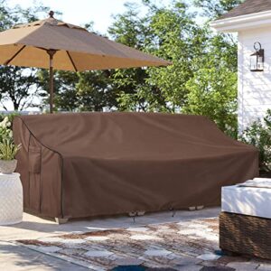 BRIVIC Patio Furniture Covers Waterproof for Sofa, Outdoor loveseat Covers Fits up to 58W x 32.5D x 31H inches, Brown