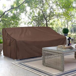 BRIVIC Patio Furniture Covers Waterproof for Sofa, Outdoor loveseat Covers Fits up to 58W x 32.5D x 31H inches, Brown