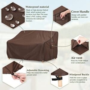 BRIVIC Patio Furniture Covers Waterproof for Sofa, Outdoor loveseat Covers Fits up to 58W x 32.5D x 31H inches, Brown