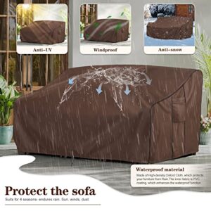 BRIVIC Patio Furniture Covers Waterproof for Sofa, Outdoor loveseat Covers Fits up to 58W x 32.5D x 31H inches, Brown