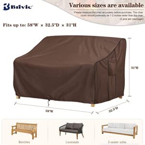 BRIVIC Patio Furniture Covers Waterproof for Sofa, Outdoor loveseat Covers Fits up to 58W x 32.5D x 31H inches, Brown