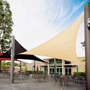 royal shade 16′ x 16′ x 16′ beige triangle sun shade sail canopy outdoor patio fabric shelter cloth screen awning – 95% uv protection, 200 gsm, heavy duty, 5 years warranty, we make custom size