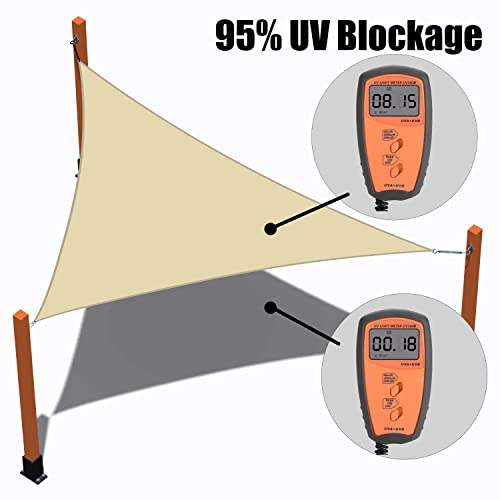 Royal Shade 16' x 16' x 16' Beige Triangle Sun Shade Sail Canopy Outdoor Patio Fabric Shelter Cloth Screen Awning - 95% UV Protection, 200 GSM, Heavy Duty, 5 Years Warranty, We Make Custom Size