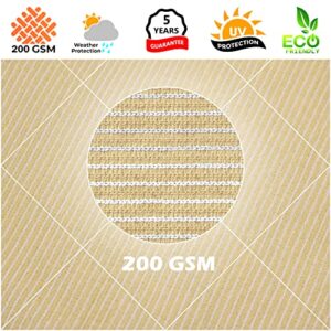 Royal Shade 16' x 16' x 16' Beige Triangle Sun Shade Sail Canopy Outdoor Patio Fabric Shelter Cloth Screen Awning - 95% UV Protection, 200 GSM, Heavy Duty, 5 Years Warranty, We Make Custom Size