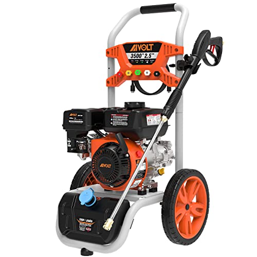 AIVOLT Gas Pressure Washer, 3500 PSI 2.5 GPM Gas Powered Pressure Washer Heavy Duty Power Cleaning Machine Gasoline High Pressure Cleaner with Soap Tank and 5 Quick-Connect Nozzles