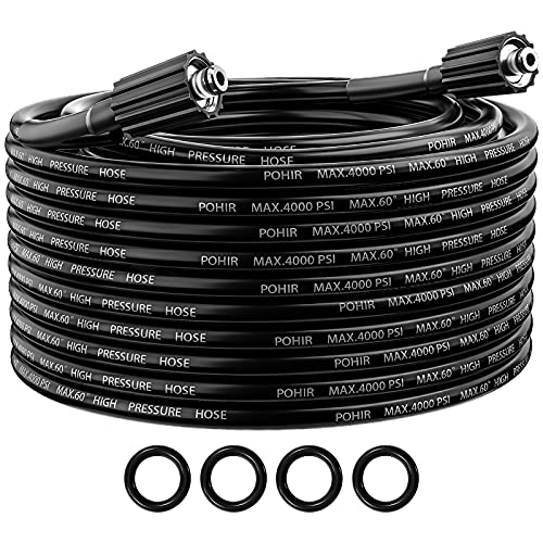 POHIR Pressure Washer Hose 25FT, Kink Resistant Power Washer Replacement Hose 1/4 Inch with M22 14MM Swivel, Lightweight Pressure Washer Extension Hose 3600 PSI