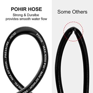 POHIR Pressure Washer Hose 25FT, Kink Resistant Power Washer Replacement Hose 1/4 Inch with M22 14MM Swivel, Lightweight Pressure Washer Extension Hose 3600 PSI