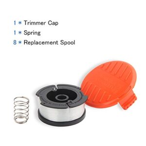 AF-100 Weed Eater Spool 6+1 Pack 30ft 0.065'' Line String Trimmer Replacement Spool for Black+Decker AF+100 String Trimmers, (6 Replacement Spool, 1 Trimmer Cap, 1 Pack Spring)