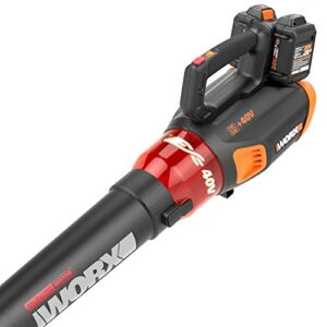 WORX 40V WORXAIR Turbine WG584.1 Cordless Leaf Blower (430CFM ), Brushless Motor 2*4.0Ah Batteries and Charger Included