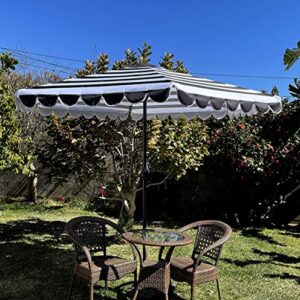 BELLRINO DECRO Black/White Scalloped Edge Replacement Edge Umbrella Canopy for 9ft 6 Ribs (Canopy Only) C004-6BW-BLACK