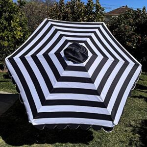 BELLRINO DECRO Black/White Scalloped Edge Replacement Edge Umbrella Canopy for 9ft 6 Ribs (Canopy Only) C004-6BW-BLACK