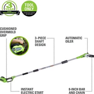 Greenworks 40V 8-Inch Cordless Pole Saw, Battery and Charger Not Included, 20302