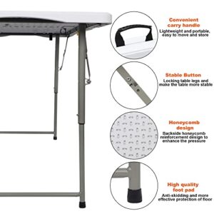 FORUP Folding Utility Table, 4ft Fold-in-Half Portable Plastic Picnic Party Dining Camp Table