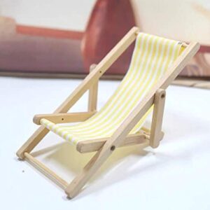 nuzyz 1:12 dollhouse foldable beach chair excellent workmanship mini size adorable home decor for kids yellow
