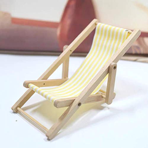 NUZYZ 1:12 Dollhouse Foldable Beach Chair Excellent Workmanship Mini Size Adorable Home Decor for Kids Yellow