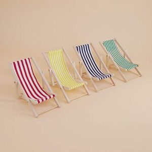 NUZYZ 1:12 Dollhouse Foldable Beach Chair Excellent Workmanship Mini Size Adorable Home Decor for Kids Yellow