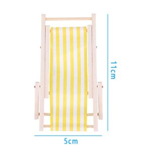 NUZYZ 1:12 Dollhouse Foldable Beach Chair Excellent Workmanship Mini Size Adorable Home Decor for Kids Yellow