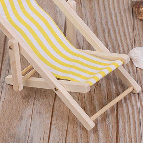 NUZYZ 1:12 Dollhouse Foldable Beach Chair Excellent Workmanship Mini Size Adorable Home Decor for Kids Yellow