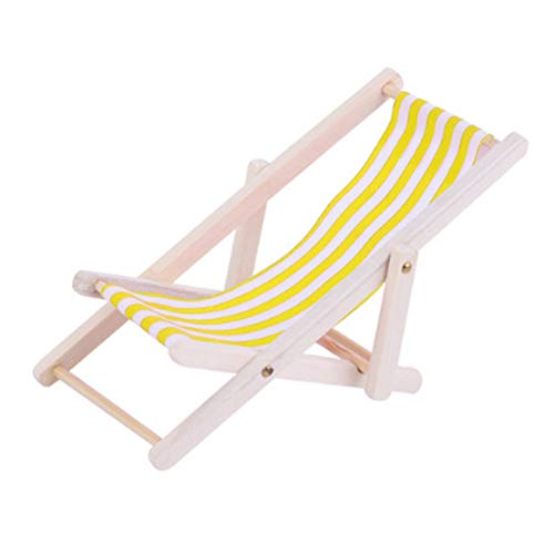 NUZYZ 1:12 Dollhouse Foldable Beach Chair Excellent Workmanship Mini Size Adorable Home Decor for Kids Yellow