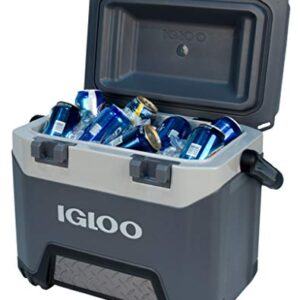 Igloo BMX 25 Quart Cooler with Cool Riser Technology, Fish Ruler, and Tie-Down Points - 11.29 Pounds - Carbonite Gray and Blue