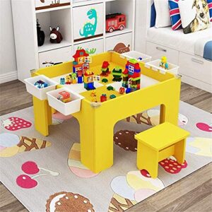 hizljj 3-in-1 kids multi activity table blue craft and construction play table large building blocks toy perfect for children 3 years old and up,size 60 x 60 x 50m pink