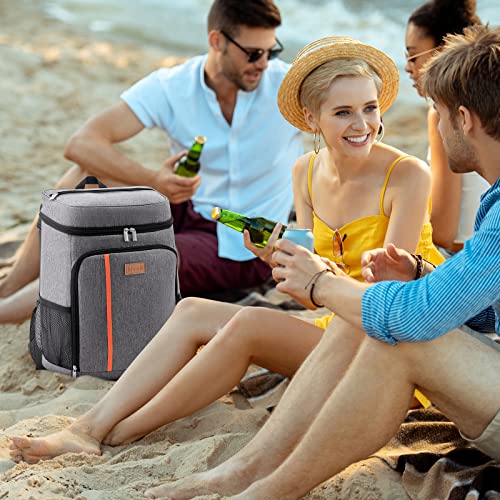 Lifewit 30 Cans Backpack Cooler Waterproof Insulated Soft Lunch Cooler Backpack Lightweight Leakproof Cooler Bag for Men Women Adults for Work Picnics Beach Camping Travel Outdoor Activities, Grey