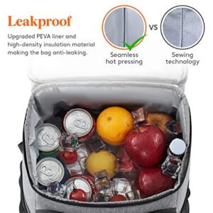 Lifewit 30 Cans Backpack Cooler Waterproof Insulated Soft Lunch Cooler Backpack Lightweight Leakproof Cooler Bag for Men Women Adults for Work Picnics Beach Camping Travel Outdoor Activities, Grey