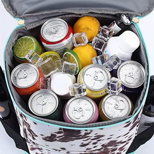 Cooler Backpack Women Cow Leak Proof Backpack Cooler Bags Lightweight Soft Lunch Backpack with Cooler Compartment,Wine Cooler for Hiking Camping,24 cans…